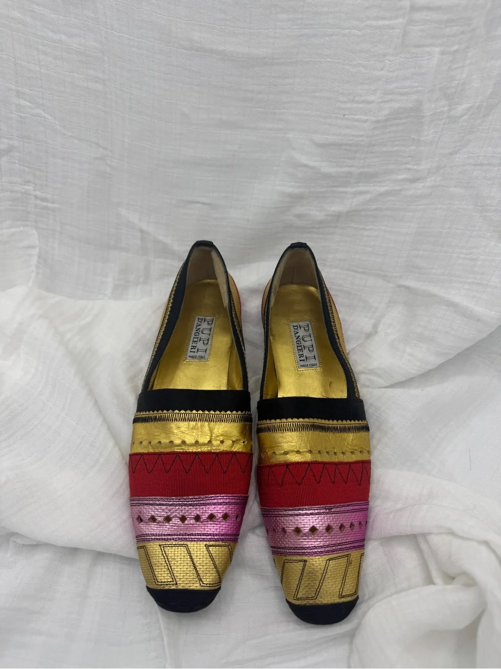 ITALIAN Multicolor Embroidered Loafers - Pink, Red & Gold